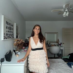 Carrie Bradshaw style Cream Ruffle Dress